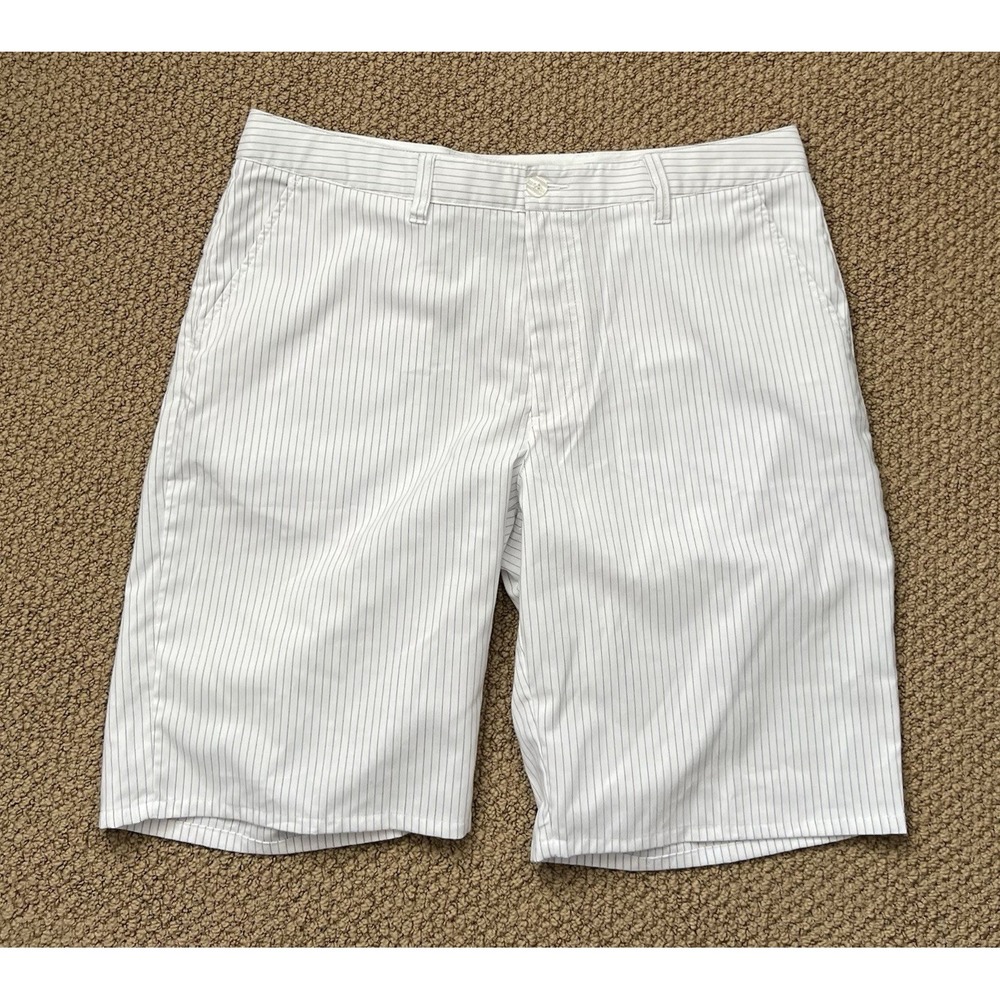 Travis‎ Mathew Pin-Striped Golf Shorts Men's 36 White with black stripes